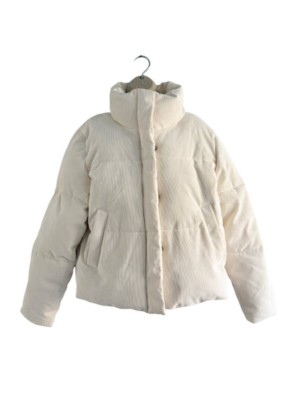 Levi's Women's Sz M Zoe Cream Corduroy Full Zip Puffer Jacket